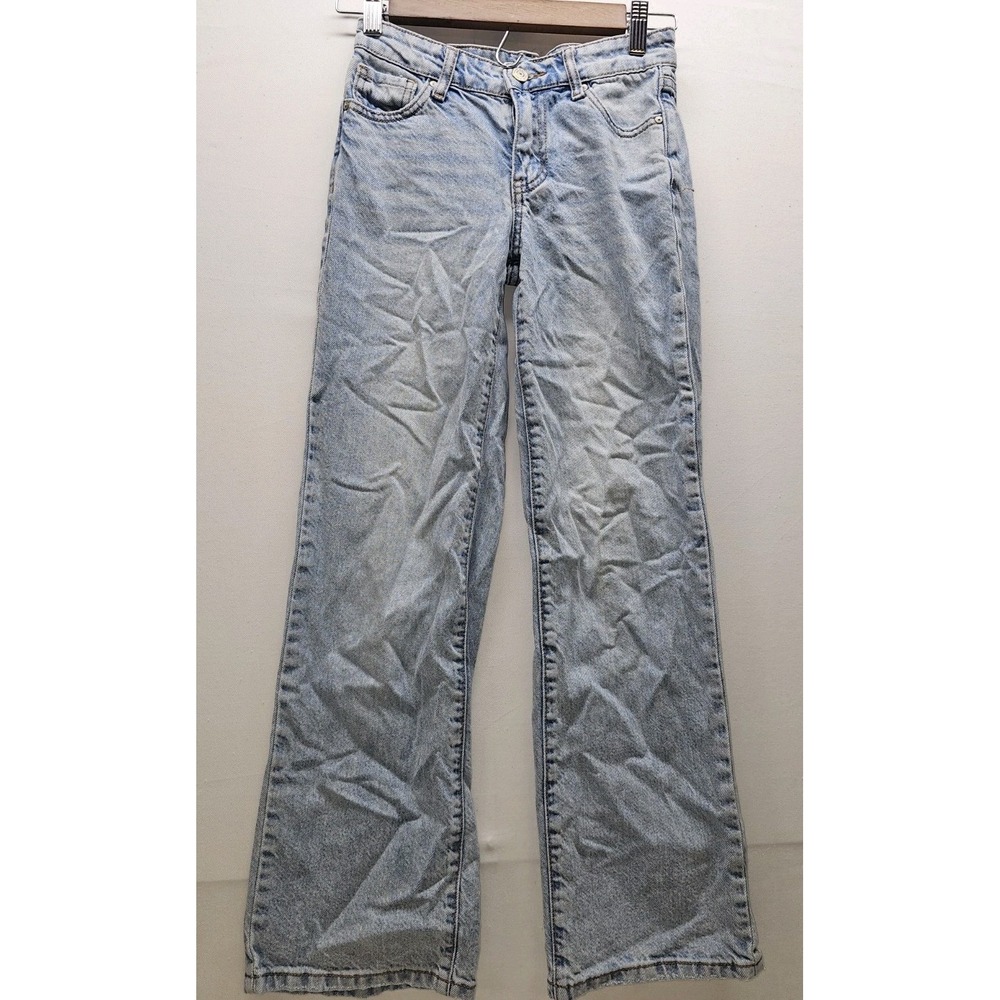 VTG Y2K RSQ Girls Light Wash Wide Leg Jeans Low Rise Distressed Size 10